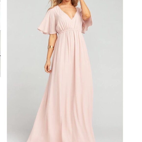 Show me Your‎ Mumu Emily Empire Maxi Dress in Dusty Blush Crisp Size: M - Picture 1 of 12